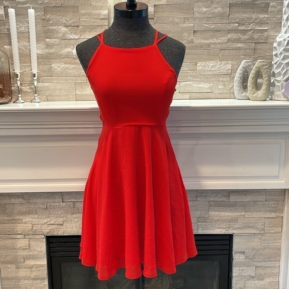 Lulus Good Deeds Red Lace-Up Dress Size Small - Picture 2 of 10